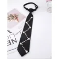 Handmade pearl black JK necktie, pre-tied fashion collar accessory for women and girls. - Style A1