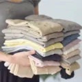 Women winter Morandi color ribbed fleece lined warm tights multi-color stack display - Natural Skin