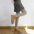 Oatmeal dicke gerippte hochtaillierte Strumpfhose, Winter warme Kompressionsleggings - Einheitsgröße / Rauchgrau