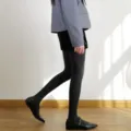 Herbst Winter Dicke Gestreifte Strumpfhose Hohe Taille Blickdicht Strumpfhosen Grau - Einheitsgröße / Hellgrau