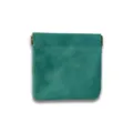Teal leather squeeze pouch for earphones, small data cable storage bag with spring spring frame. - S / Teal