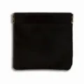 Black spring earphone pouch leather storage bag for small items, compact and portable design. - L / Black