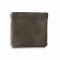 Dark grey leather squeeze pouch, portable mini coin purse and earphone storage bag. - L / Dark Gray