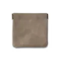 Mini leather spring pouch for earphone and cable storage, grey portable coin pocket organizer. - L / Light Gray
