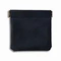 Dark blue leather spring-clip storage pouch for compact earphones and small cables. - L / Sapphire Blue