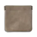 Grey Leather Squeeze Coin Purse Earphone Cable Organizer Mini Storage Pouch Bag - XL / Light Gray