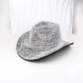 Sparkling Rhinestone Western Cowboy Hat Festival Party Bachelorette Sparkle Bling Hat - M (56-58cm) / Style 5 Black Hat with Silver Rhinestones