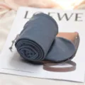 Grey thermal pantyhose for women, high-waisted thick winter fleece lined leggings. - Vertical Stripes / Denim Blue