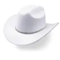 White felt western cowboy hat with rhinestone band for party and wedding style variant - M (56-58cm) / Style 8 White