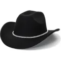 Black felt western cowboy hat with sparkling rhinestone band for party and outdoor fashion. - M (56-58cm) / Style 8 Single Row Black