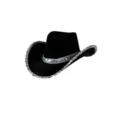 Black western cowboy hat with silver sequin trim, stylish sparkling felt hat for party festival - M (56-58cm) / Style 11 Black