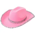 Pink sequin western cowboy hat, sparkling felt jazz hat for party and bridal wedding events. - M (56-58cm) / Style 11 Pink