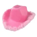 Pink feather cowboy hat for women bachelorette party festival costume western jazz hat accessory. - M (56-58cm) / Style 13 Pink