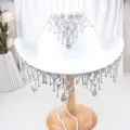 White rhinestone fringe western cowboy hat sparkling crystal bridal music festival party. - M (56-58cm) / Style 22 Heavy Craft White Tassel