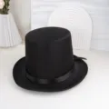 Classic black top hat for men and women, elegant formal dress felt hat for party and wedding. - M (56-58cm) / Black Top Hat