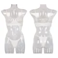 Detalle de lencería de malla de encaje blanco con vista frontal y trasera en maniquí transparente. - S / Blanco