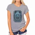 Gedetailleerd overzicht van het stijlvolle grijze korte mouwen t-shirt met panda opdruk. - S / Grijs