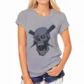 Grijs dames t-shirt met grafische print, ronde hals en korte mouwen voor dagelijks. - S / Grijs
