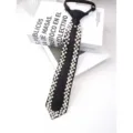Cravatta JK nera preannodata decorata con perle e strass, elegante accessorio scolastico. - Modello 6