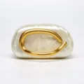 Shell acrylic clutch bag elegant evening party box bag with unique gold metal handle - Acrylic Cream
