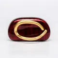 Elegant red marbled acrylic evening clutch with luxury gold metal loop handle for women. - Acrylic Burgundy
