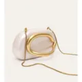 Acrylic shell evening clutch bag with gold metal chain strap for party and wedding events. - Acrylic Shell