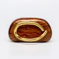 Brown Tortoise Shell Acrylic Clutch Bag Gold Handle Elegant Evening Box Handbag Gift - Acrylic Brown