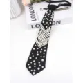 Cravatta JK in perle fatta a mano accessorio colletto nero con strass per le donne - Stile 11