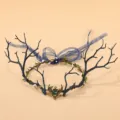 Halloween corona de espinas cuernos de ciervo diadema elfo espectáculo hada corona pelo - Guirnalda de corazón de ramas artificiales