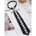 Cravatta JK perle strass fatta a mano pre-annodata accessorio colletto camicia - Stile 19