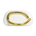 White acrylic evening clutch bag with chic chunky gold metal handle for women party - White Leather Bag