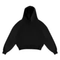 Sudadera con capucha holgada en negro liso, parte superior de manga larga informal. - S / Tops / Negro