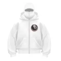 Weißer Kapuzenpullover mit Sturmhaube und 8-Ball-Grafik Y2K Streetwear Stil neu! - S / Weiß