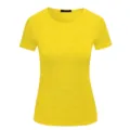 Women's plain yellow short sleeve t-shirt, casual slim fit crew neck top for daily wear. - S / Yellow