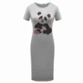 Abito corto grigio con dettaglio grafico panda, stile carino donna abbigliamento estivo - Taglia S / Vestiti / Stile 361