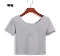 Crop top a maniche corte grigio, t-shirt estiva tinta unita, abbigliamento basic minimalista. - Taglia S / Grigio