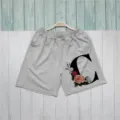 Grey floral letter print women shorts casual elastic waist summer streetwear apparel - S / Gray