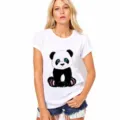 Bonita camiseta blanca de manga corta para mujer con gráfico de panda lindo detalle verano - XS / 365
