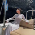 White knit long sleeve beach maxi dress crew neck summer casual sun protection cover up gown - S / White