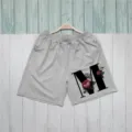 Γυναικείο casual γκρι σορτς με floral γράμμα M τύπωμα και άνετη ελαστική μέση. - S / Γκρι