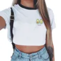 Donna crop top manica corta stampa avocado carino estate vestibilità slim t-shirt casual - Stile 7