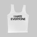 Y2K weißes geripptes Tanktop für Damen Sommer lässig ärmelloses Crop Top mit witzigem Buchstaben-Print. - Englischer Slogan-Druck