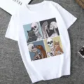 Women's white short sleeve t-shirt featuring cute skeleton and cat graphic print casual top - XS / Tops / 21055