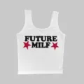 Y2K Sommer weißes ärmelloses Tanktop Crop Top mit grafischem Buchstaben-Print Streetwear. - Buchstaben Stern Druck