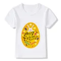 Kids Easter bunny print short sleeve white t-shirt, cute holiday graphic top for children. - 24M / White 22722