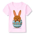 Cute Easter bunny print short sleeve pink t-shirt for kids, comfortable summer casual top. - 24M / Pink 22723