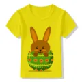 Kids yellow short sleeve t-shirt Easter bunny egg graphic cute summer children clothing top - 24M / Yellow 22723