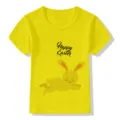Kids yellow short sleeve t-shirt with cute Easter bunny print casual summer wear top for boys girls - 24M / Yellow 22724
