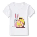 Kids white Easter bunny and egg graphic print short sleeve t-shirt children summer top wear - 24M / White 22725