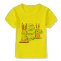 Children short sleeve t-shirt summer cute Easter bunny cartoon graphic casual cotton top tee. - Yellow 22726 / 24M